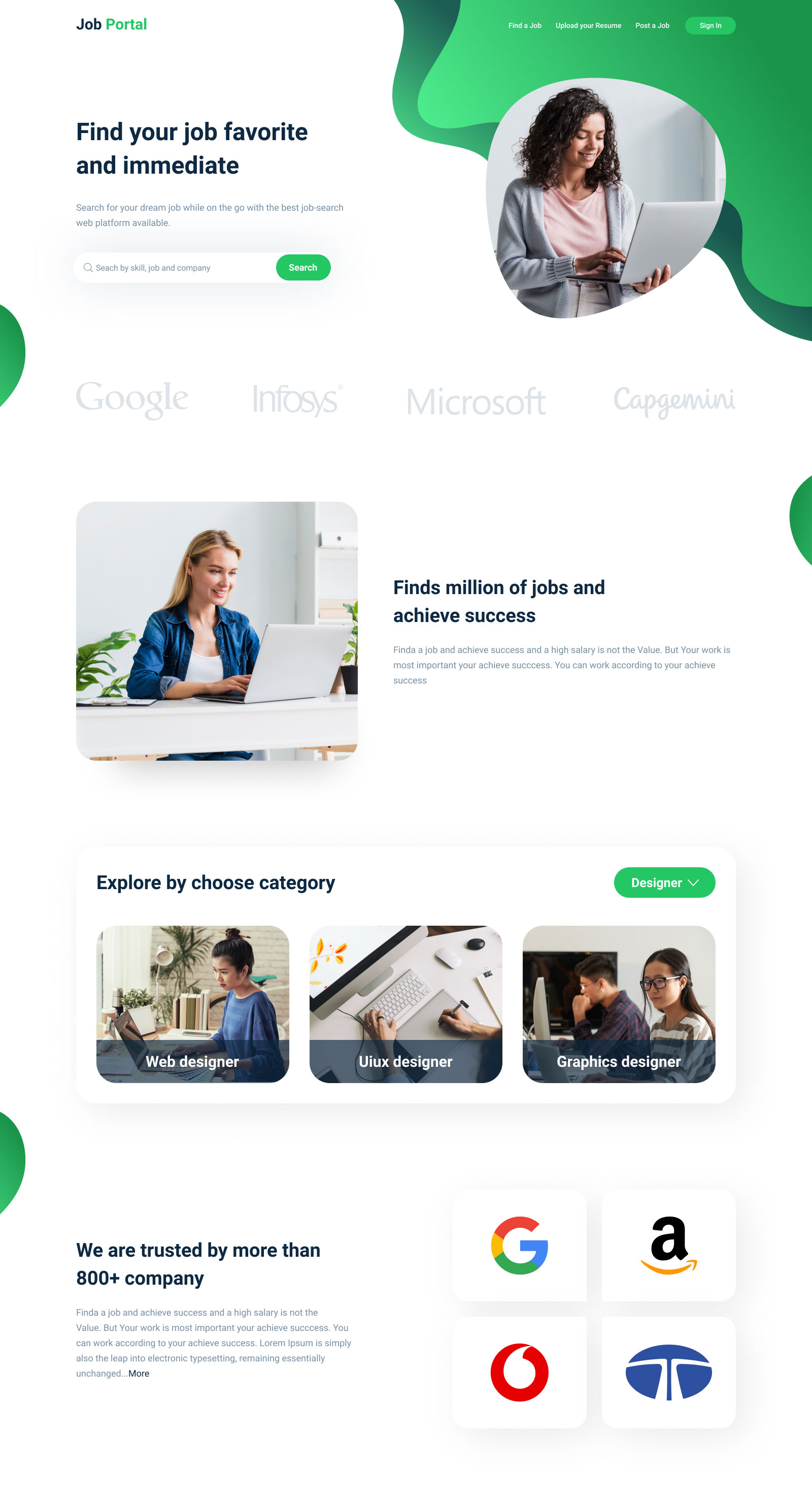 Job portal mockup